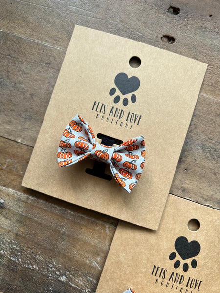 Tiny Pumpkins Pattern on a Extra Small Dog Bow Tie