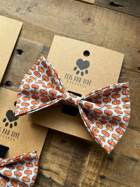 Tiny Pumpkins Pattern on a Extra Large Dog Bow Tie