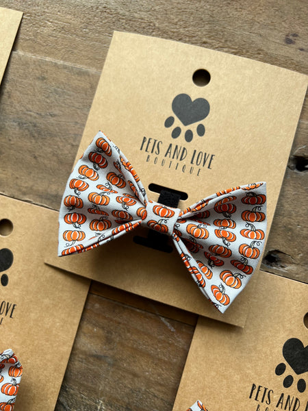 Tiny Pumpkins Pattern on a Medium Dog Bow Tie
