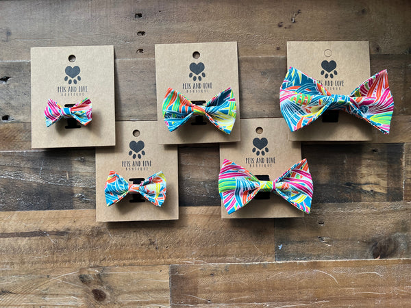 Tropical Palms Dog Bow Tie