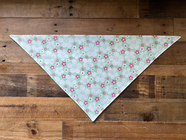 Tropical Flowers Dog Bandana - Mint and Pink