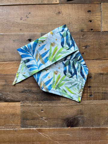 Tropical Palms Dog Bandana - Blue
