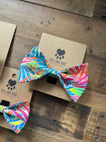 Tropical Palms Dog Bow Tie