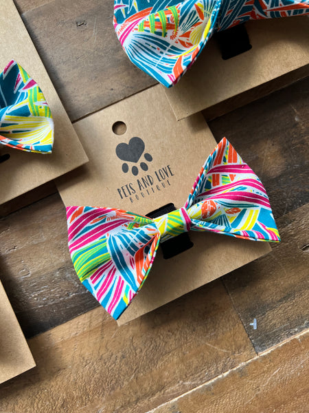 Tropical Palms Dog Bow Tie