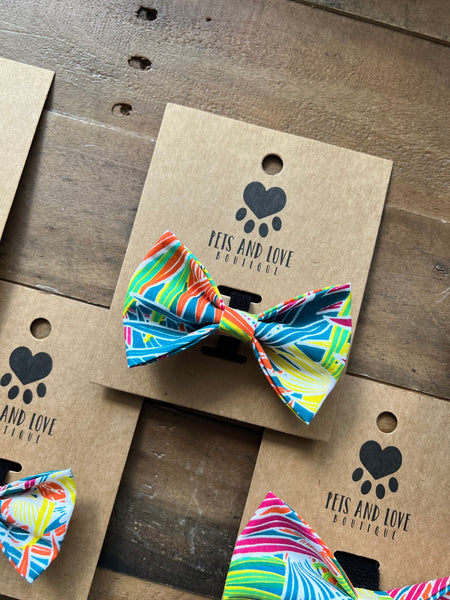 Tropical Palms Dog Bow Tie