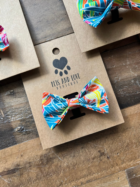 Tropical Palms Dog Bow Tie