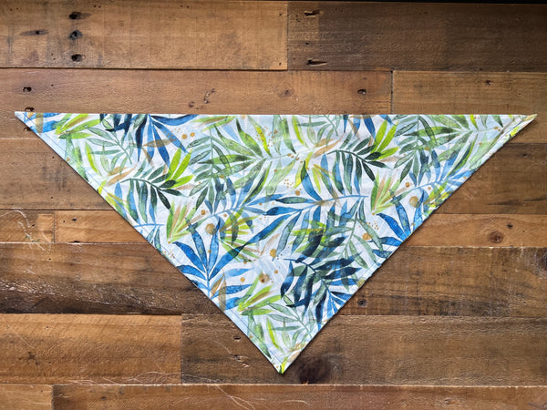 Tropical Palms Dog Bandana - Blue