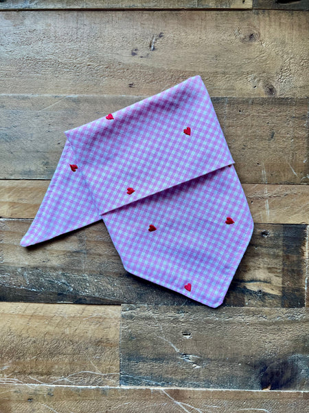 Valentines Embroidered Hearts Dog Bandana