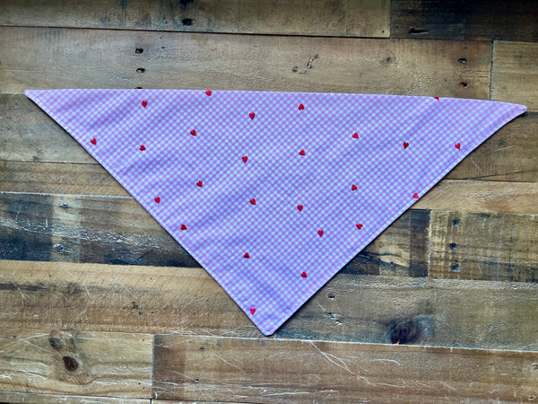 Valentines Embroidered Hearts Dog Bandana