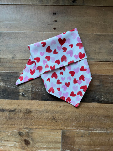 Valentines Pink and Red Hearts Dog Bandana