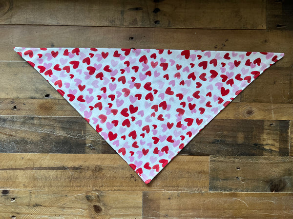 Valentines Pink and Red Hearts Dog Bandana