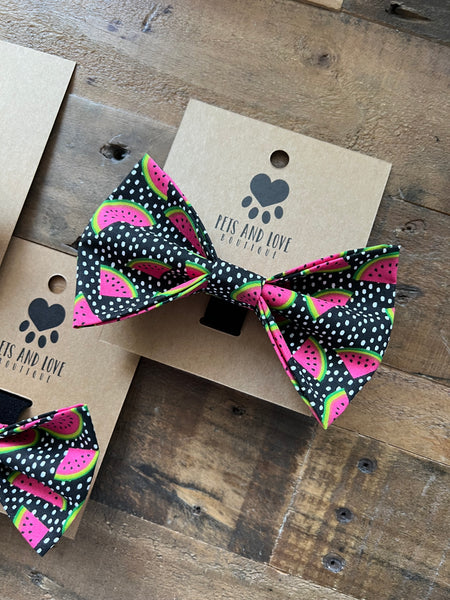 Watermelons Dog Bow Tie - Black