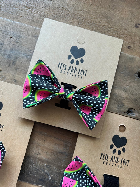 Watermelons Dog Bow Tie - Black