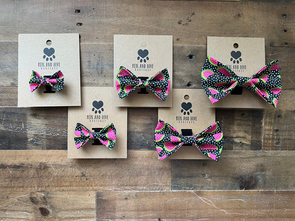 Watermelons Dog Bow Tie - Black