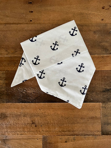 Anchors Dog Bandana - White