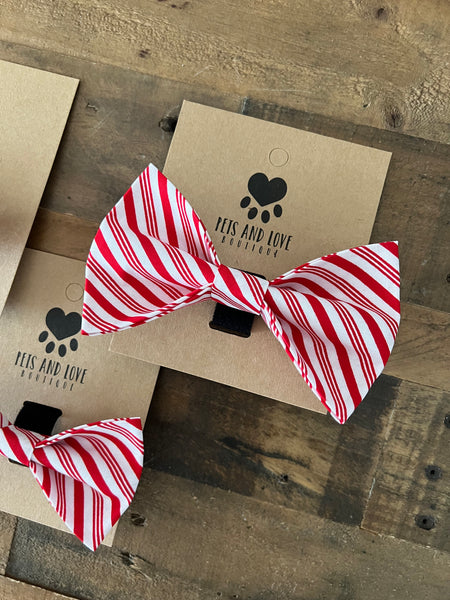 Christmas Candy Cane Pet Bow Tie