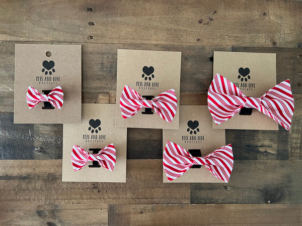 Christmas Candy Cane Pet Bow Tie