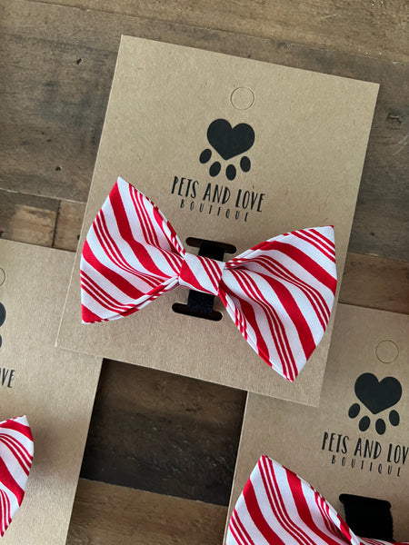 Christmas Candy Cane Pet Bow Tie