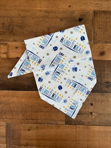 Hanukkah Dreidel Dog Bandana - Light Blue