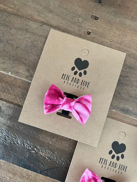 Pink Tie Dye Dog Bow