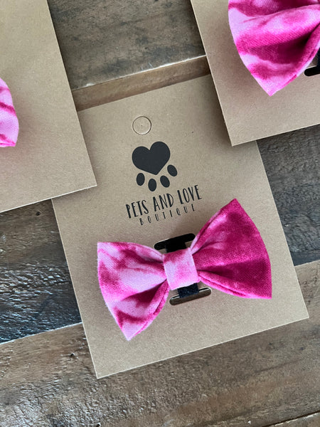 Pink Tie Dye Dog Bow