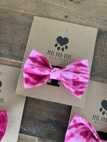 Pink Tie Dye Dog Bow