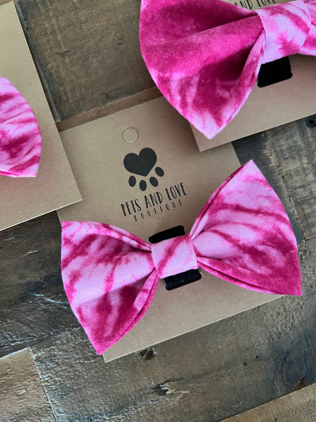 Pink Tie Dye Dog Bow